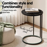 Darrahopens Furniture > Living Room > Coffee Tables Artiss C Shaped End Table Set of 2 Coffee Table Side Table Round Black