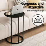 Darrahopens Furniture > Living Room > Coffee Tables Artiss C Shaped End Table Set of 2 Coffee Table Side Table Round Black
