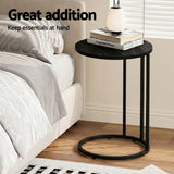 Darrahopens Furniture > Living Room > Coffee Tables Artiss C Shaped End Table Set of 2 Coffee Table Side Table Round Black