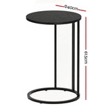 Darrahopens Furniture > Living Room > Coffee Tables Artiss C Shaped End Table Set of 2 Coffee Table Side Table Round Black