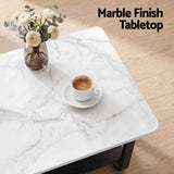 Darrahopens Furniture > Living Room > Coffee Tables Artiss Coffee Table 2-Tier 80CM Marble Finish Shelf Black&White