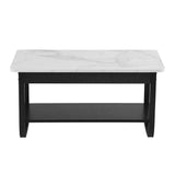 Darrahopens Furniture > Living Room > Coffee Tables Artiss Coffee Table 2-Tier 80CM Marble Finish Shelf Black&White