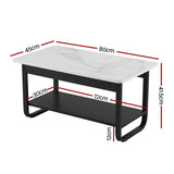 Darrahopens Furniture > Living Room > Coffee Tables Artiss Coffee Table 2-Tier 80CM Marble Finish Shelf Black&White