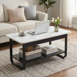 Darrahopens Furniture > Living Room > Coffee Tables Artiss Coffee Table 2-Tier 80CM Marble Finish Shelf Black&White