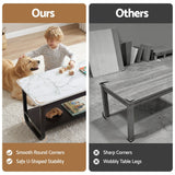 Darrahopens Furniture > Living Room > Coffee Tables Artiss Coffee Table 2-Tier 80CM Marble Finish Shelf Black&White