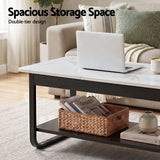 Darrahopens Furniture > Living Room > Coffee Tables Artiss Coffee Table 2-Tier 80CM Marble Finish Shelf Black&White
