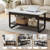 Darrahopens Furniture > Living Room > Coffee Tables Artiss Coffee Table 2-Tier 80CM Marble Finish Shelf Black&White