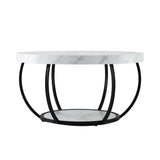Darrahopens Furniture > Living Room > Coffee Tables Artiss Coffee Table 2-Tier Marble Finish Round White&Black