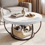 Darrahopens Furniture > Living Room > Coffee Tables Artiss Coffee Table 2-Tier Marble Finish Round White&Black