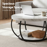 Darrahopens Furniture > Living Room > Coffee Tables Artiss Coffee Table 2-Tier Marble Finish Round White&Black