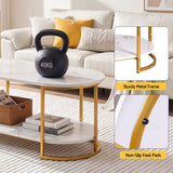 Darrahopens Furniture > Living Room > Coffee Tables Artiss Coffee Table 2 Tier Oval Marble Finish Storage Shelf Metal Frame Center Table Living Room 100x50x45cm White & Gold In Australia - Darrahopens