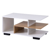 Darrahopens Furniture > Living Room > Coffee Tables Artiss Coffee Table 90cm Center Table 3 Tier Open Storage Shelf Modern Living Room White & Wood In Australia - Darrahopens