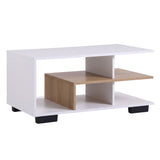 Darrahopens Furniture > Living Room > Coffee Tables Artiss Coffee Table 90cm Center Table 3 Tier Open Storage Shelf Modern Living Room White & Wood In Australia - Darrahopens