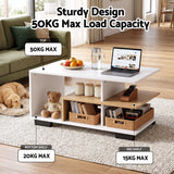 Darrahopens Furniture > Living Room > Coffee Tables Artiss Coffee Table 90cm Center Table 3 Tier Open Storage Shelf Modern Living Room White & Wood In Australia - Darrahopens