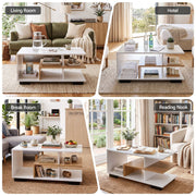 Darrahopens Furniture > Living Room > Coffee Tables Artiss Coffee Table 90cm Center Table 3 Tier Open Storage Shelf Modern Living Room White & Wood In Australia - Darrahopens
