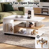 Darrahopens Furniture > Living Room > Coffee Tables Artiss Coffee Table 90cm Center Table 3 Tier Open Storage Shelf Modern Living Room White & Wood In Australia - Darrahopens