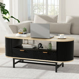 Darrahopens Furniture > Living Room > Coffee Tables Artiss Coffee Table Drawer Shelf Wood&Black