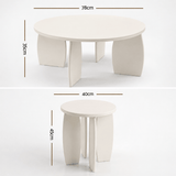 Darrahopens Furniture > Living Room > Coffee Tables Artiss Coffee Table Set of 2 High Gloss Round Side Bedside Table Wood Living Room Cream In Australia - Darrahopens