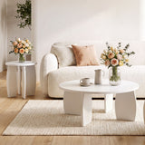 Darrahopens Furniture > Living Room > Coffee Tables Artiss Coffee Table Set of 2 High Gloss Round Side Bedside Table Wood Living Room Cream In Australia - Darrahopens