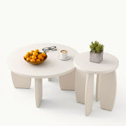 Darrahopens Furniture > Living Room > Coffee Tables Artiss Coffee Table Set of 2 High Gloss Round Side Bedside Table Wood Living Room Cream In Australia - Darrahopens