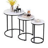 Darrahopens Furniture > Living Room > Coffee Tables Artiss Nesting Coffee Table Set of 3 Round Stackable Side End Tables Marble Finish White In Australia - Darrahopens