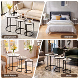Darrahopens Furniture > Living Room > Coffee Tables Artiss Nesting Coffee Table Set of 3 Round Stackable Side End Tables Marble Finish White In Australia - Darrahopens