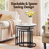Darrahopens Furniture > Living Room > Coffee Tables Artiss Nesting Coffee Table Set of 3 Round Stackable Side End Tables Marble Finish White In Australia - Darrahopens