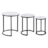 Darrahopens Furniture > Living Room > Coffee Tables Artiss Nesting Coffee Table Set of 3 Round Stackable Side End Tables Marble Finish White In Australia - Darrahopens