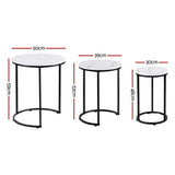 Darrahopens Furniture > Living Room > Coffee Tables Artiss Nesting Coffee Table Set of 3 Round Stackable Side End Tables Marble Finish White In Australia - Darrahopens
