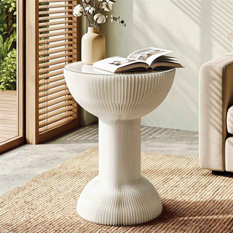 Darrahopens Furniture > Living Room > Coffee Tables Artiss Paper End Table Honeycomb Coffee Table Foldable Round Bedside Side Table White 40x55cm In Australia - Darrahopens