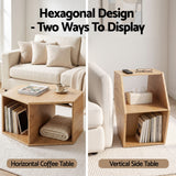 Darrahopens Furniture > Living Room > Coffee Tables Artiss Set of 2 Coffee Table Hexagonal Center Table with Open Storage 2-Way Display Side Table Wood In Australia - Darrahopens