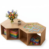 Darrahopens Furniture > Living Room > Coffee Tables Artiss Set of 2 Coffee Table Hexagonal Center Table with Open Storage 2-Way Display Side Table Wood In Australia - Darrahopens
