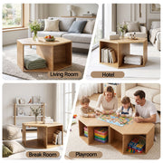 Darrahopens Furniture > Living Room > Coffee Tables Artiss Set of 2 Coffee Table Hexagonal Center Table with Open Storage 2-Way Display Side Table Wood In Australia - Darrahopens
