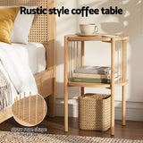 Darrahopens Furniture > Living Room > Coffee Tables Artiss Set of 2 End Tables Coffee Table 2-Tier Round Wood