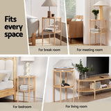 Darrahopens Furniture > Living Room > Coffee Tables Artiss Set of 2 End Tables Coffee Table 2-Tier Round Wood