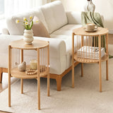 Darrahopens Furniture > Living Room > Coffee Tables Artiss Set of 2 End Tables Coffee Table 2-Tier Round Wood