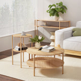 Darrahopens Furniture > Living Room > Coffee Tables Artiss Set of 2 End Tables Coffee Table 2-Tier Round Wood