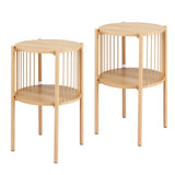 Darrahopens Furniture > Living Room > Coffee Tables Artiss Set of 2 End Tables Coffee Table 2-Tier Round Wood