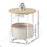 Darrahopens Furniture > Living Room > Coffee Tables Artiss Set of 2 Round Coffee Table Bedside Side End Table Charging Station Storage Basket In Australia - Darrahopens
