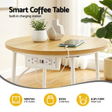 Darrahopens Furniture > Living Room > Coffee Tables Artiss Set of 2 Round Coffee Table Bedside Side End Table Charging Station Storage Basket In Australia - Darrahopens