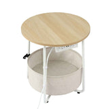 Darrahopens Furniture > Living Room > Coffee Tables Artiss Set of 2 Round Coffee Table Bedside Side End Table Charging Station Storage Basket In Australia - Darrahopens