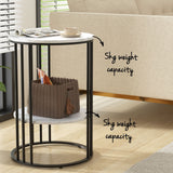 Darrahopens Furniture > Living Room > Coffee Tables Artiss Set of 2 Side Table Coffee Table 2-Tier Round Marble Effect
