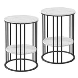 Darrahopens Furniture > Living Room > Coffee Tables Artiss Set of 2 Side Table Coffee Table 2-Tier Round Marble Effect