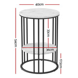 Darrahopens Furniture > Living Room > Coffee Tables Artiss Set of 2 Side Table Coffee Table 2-Tier Round Marble Effect