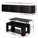 Darrahopens Furniture > Living Room > Coffee Tables Artiss TV Unit & Coffee Table Set Storage Cabinet Black