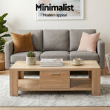 Darrahopens Furniture > Living Room > Coffee Tables Artiss TV Unit & Coffee Table Set Storage Drawer Pine