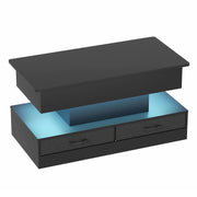 Darrahopens Furniture > Living Room > Coffee Tables LED Lift Top Coffee Table in Black with 2-Tier Design and Drawers for Living Room In Australia - Darrahopens