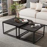 Darrahopens Furniture > Living Room > Coffee Tables Marble Nesting Coffee Table Set Sintered Stone Side End Tables with Solid Metal Frame