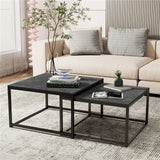 Darrahopens Furniture > Living Room > Coffee Tables Marble Nesting Coffee Table Set Sintered Stone Side End Tables with Solid Metal Frame