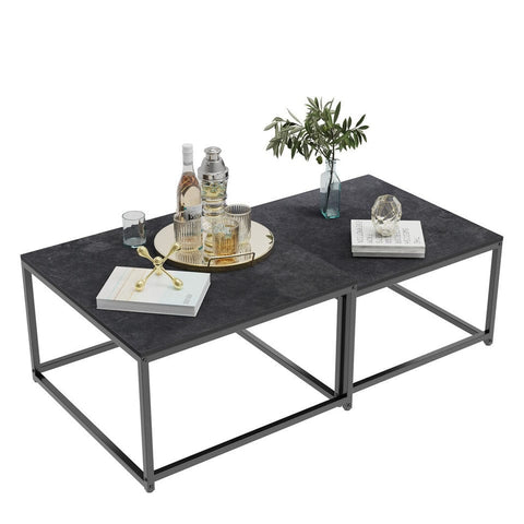 Darrahopens Furniture > Living Room > Coffee Tables Marble Nesting Coffee Table Set Sintered Stone Side End Tables with Solid Metal Frame
